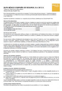 Tabla de Beneficios: Global Ultimate (México) 2022
